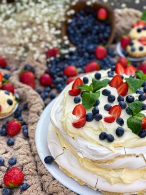 cake with berries on top
