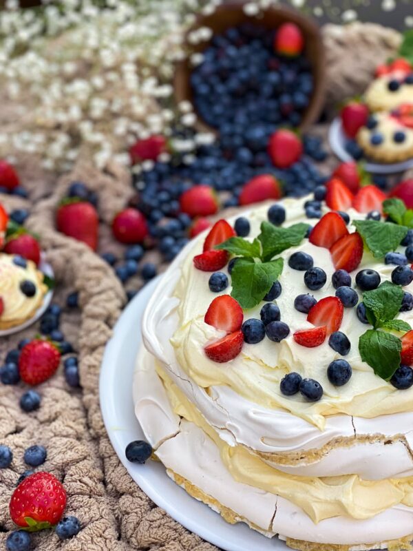 cake with berries on top